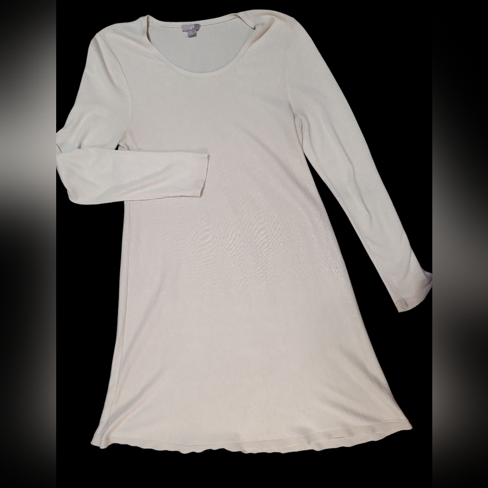 J. Jill Silk Blend Cream Long Sleeve Dress Size Small